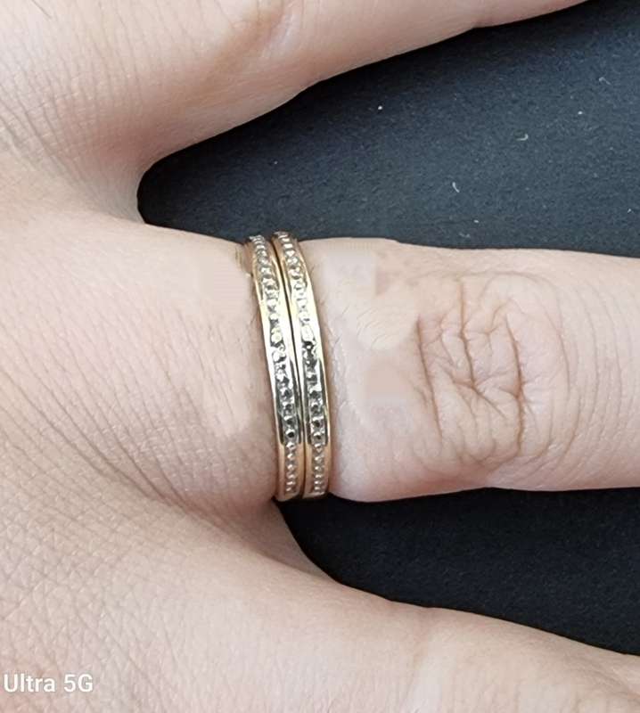 `DOUBLE` 9CT Yellow Gold Wedding Bands with Diamonds ( Genuine Gold. )