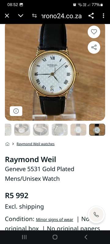 RAYMOND WEIL Geneve 18CT Gold Plated Mens Watch. bobshop .za