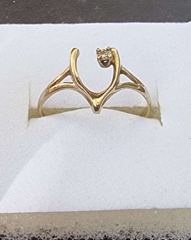 `DIAMOND WISHBONE` Ring. Set in Genuine 9CT Gold and 9( Genuine Gold)