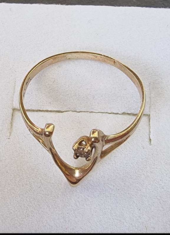 `DIAMOND WISHBONE` Ring. Set in Genuine 9CT Gold and 9( Genuine Gold)