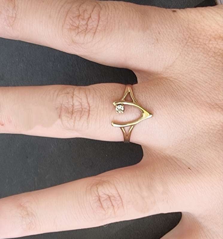 `DIAMOND WISHBONE` Ring. Set in Genuine 9CT Gold and 9( Genuine Gold)
