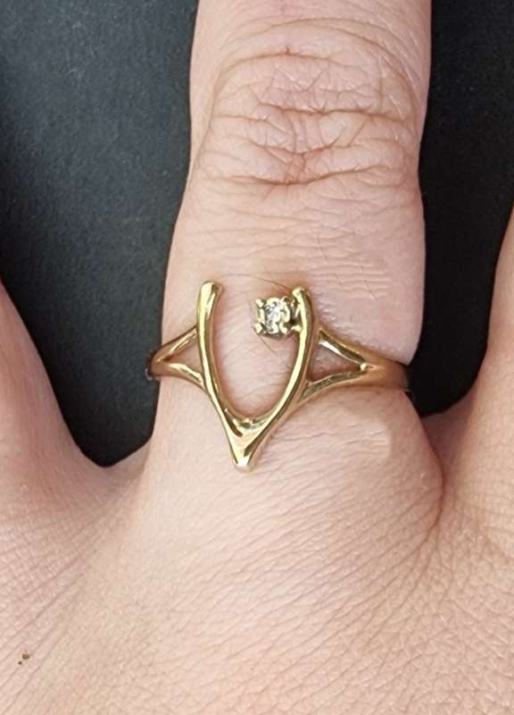 `DIAMOND WISHBONE` Ring. Set in Genuine 9CT Gold and 9( Genuine Gold)
