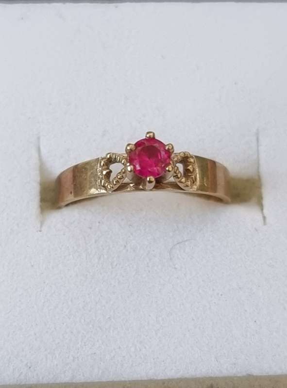 Natural Ruby Set in a Solitaire 9ct Gold Setting Love Ring