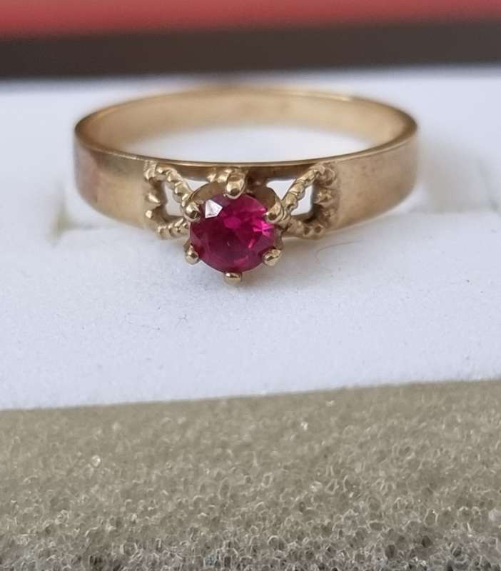 Natural Ruby Set in a Solitaire 9ct Gold Setting Love Ring