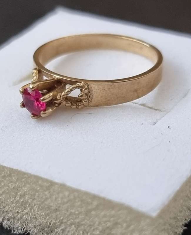 Natural Ruby Set in a Solitaire 9ct Gold Setting Love Ring
