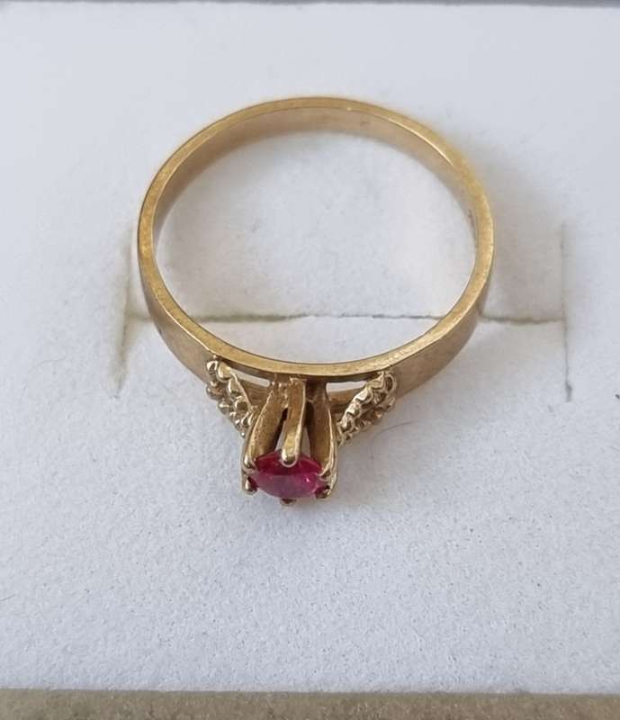 Natural Ruby Set in a Solitaire 9ct Gold Setting Love Ring