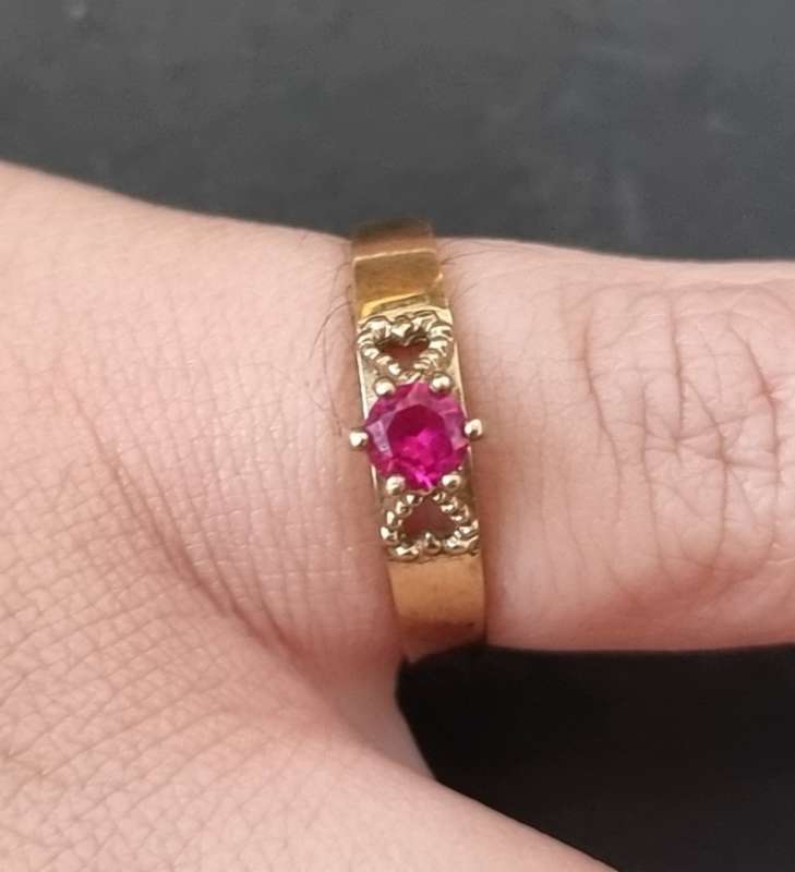 Natural Ruby Set in a Solitaire 9ct Gold Setting Love Ring