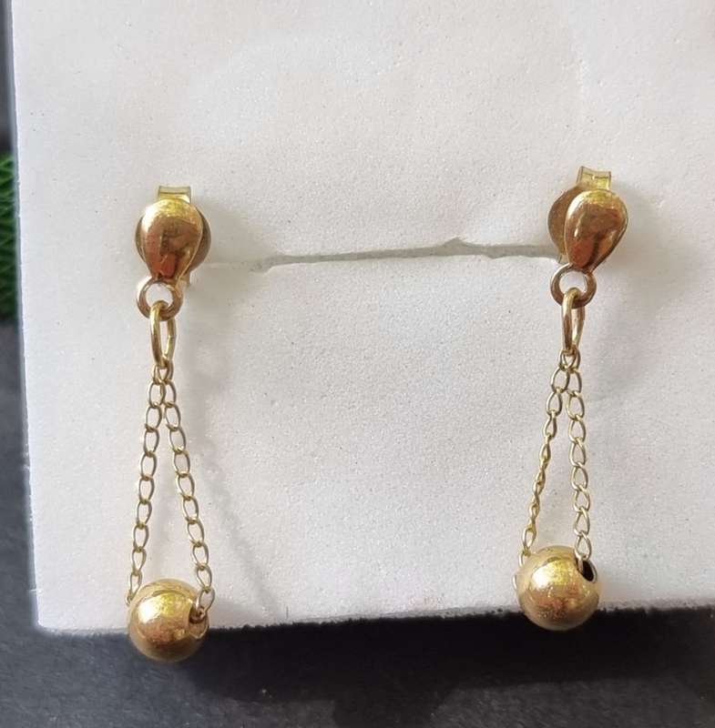 `Drop ball` 9CT Yellow Gold Earrings ( Genuine Gold)