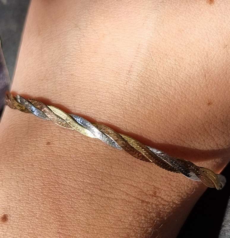 `TRIPPLE TONE` 9CT Yellow / Rose and White Gold `SNAKE CHAIN` Bracelet( Genuine Gold)