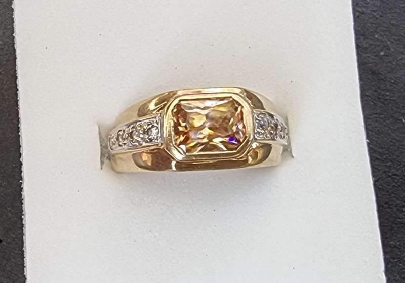 2 Carat `CITRINE` Set In 9CT a Yellow Gold Dress Ring.( Genuine Gold. )