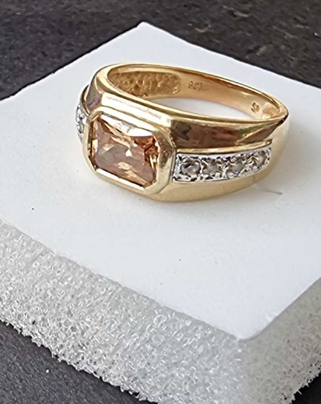 2 Carat `CITRINE` Set In 9CT a Yellow Gold Dress Ring.( Genuine Gold. )