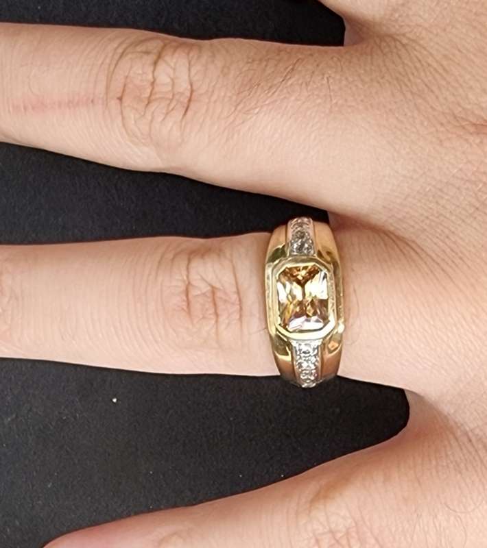 2 Carat `CITRINE` Set In 9CT a Yellow Gold Dress Ring.( Genuine Gold. )