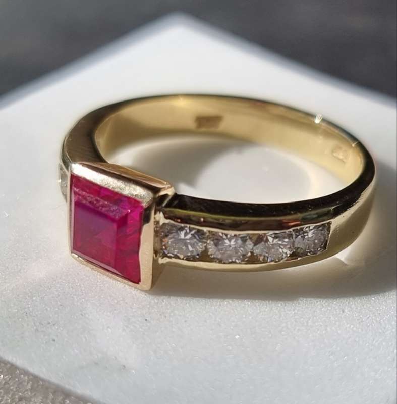 `1.80 Carat `RUBY and DIAMOND` Dress Ring, set in 9CT Yellow Gold (Genuine Gold and Gemstones)