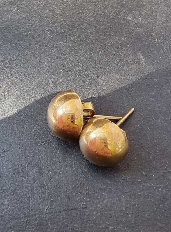 9CT Yellow Gold  `HOLLOW BUTTON EARRINGS`( Genuine Gold. )