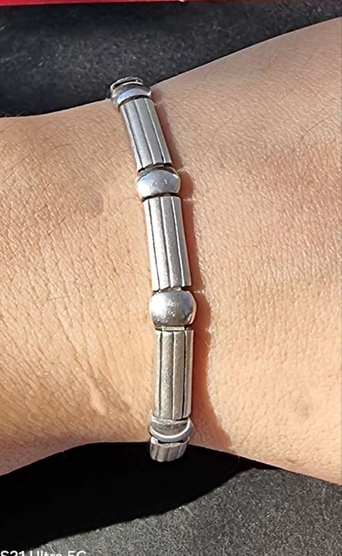 `VINTAGE` STYLISH 925 `Sterling Silver` Bracelet with Necklace Set. ( Genuine Silver. )