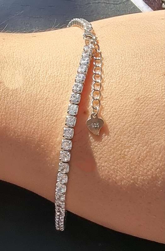 925 Sterling Silver CZ Tennis Bracelet. ( Genuine Silver. )