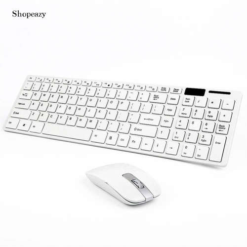 Piano White - 2.4G - Chiclet Key Design - Slim white Wireless Keyboard and Cordless Optical Mouse Se