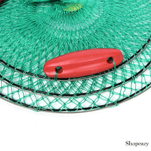 Nylon Folding Round Crab Fish Care Net Metal Frame Mesh Folding Fishing Net 3 layers with 3 Floating