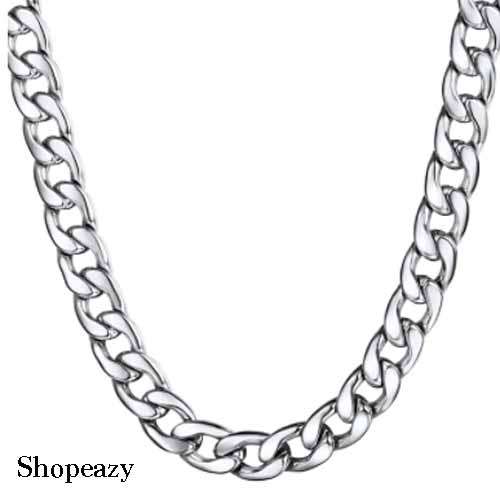 Men`s Chain Necklace Cuban Chain Hyperbole Fashion Hip Hop Stainless Steel