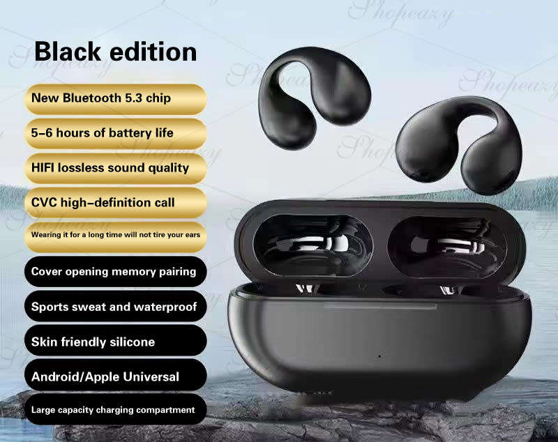 Wireless Ear Clip Bone Conduction Headphones