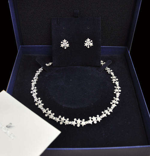 CRAZY R1 Start!! CERTIFIED SWAROVSKI NECKLACE AND EARRINGS!!!!