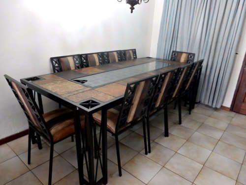 BARGAIN - Dining Room / Patio Suite - 10 seater Steel and Slate Top
