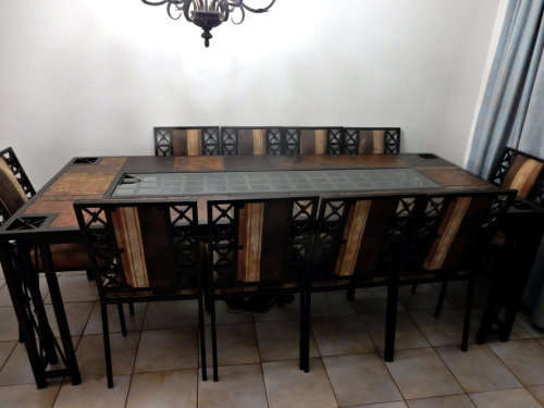 BARGAIN - Dining Room / Patio Suite - 10 seater Steel and Slate Top