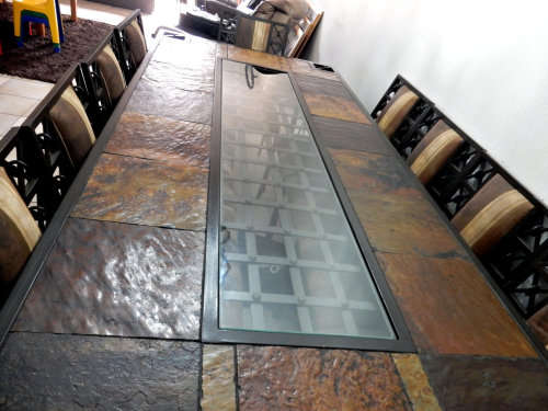 BARGAIN - Dining Room / Patio Suite - 10 seater Steel and Slate Top