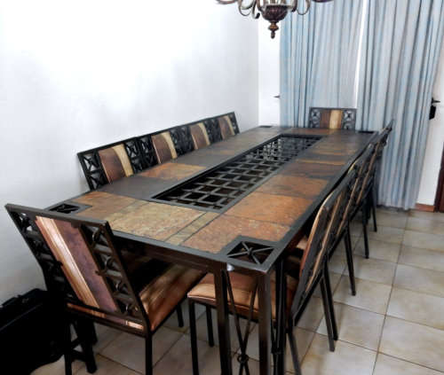 BARGAIN - Dining Room / Patio Suite - 10 seater Steel and Slate Top