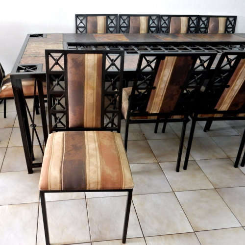 BARGAIN - Dining Room / Patio Suite - 10 seater Steel and Slate Top