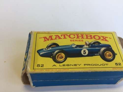 Vintage Matchbox Lesney 52 b B.R.M Racing Car BRM in Box - Please Read