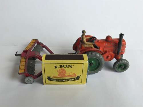 VINTAGE DINKY TOYS 301 FIELD MARSHALL TRACTOR with Dinky 322 Disc Harrow