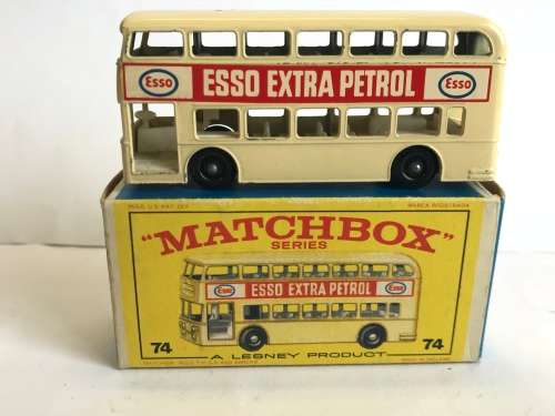 FOR GERRIT ONLY - Box only - MATCHBOX LESNEY #74 DAIMLER DOUBLE DECKER BUS, WHITE WITH ORIGINAL BOX