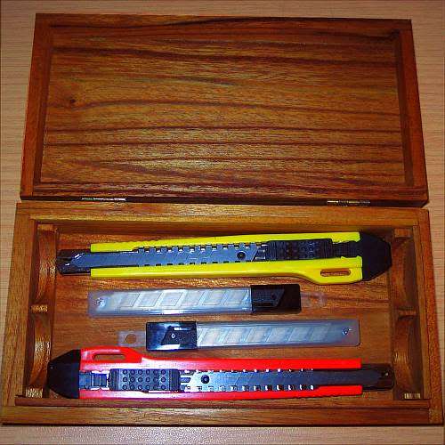 Utility Knives and Blades in Wooden Box