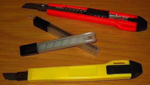Utility Knives and Blades in Wooden Box