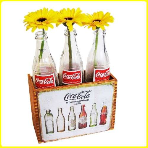 WOODEN CRATE with MINI COKE BOTTLES - RETRO ORNAMENT