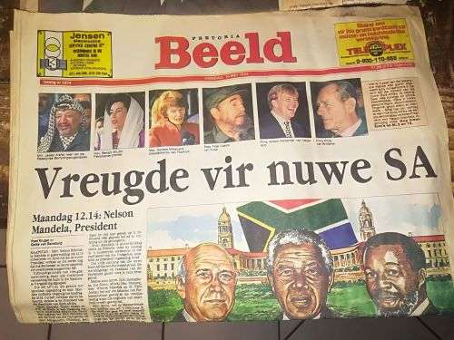 Own a piece of history - two Beeld newspapers reporting on the Mandela inauguration