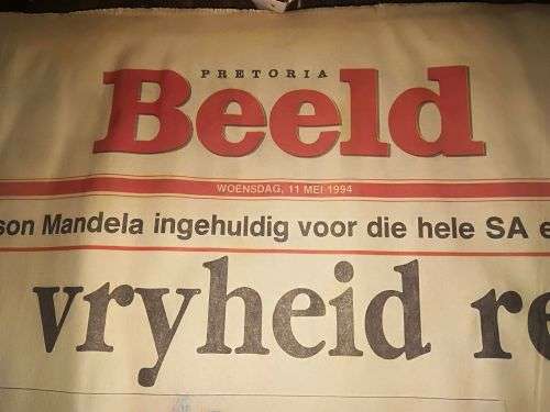Own a piece of history - two Beeld newspapers reporting on the Mandela inauguration