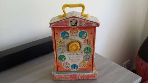 Vintage Fisher Price Music Box Teaching Clock -  working