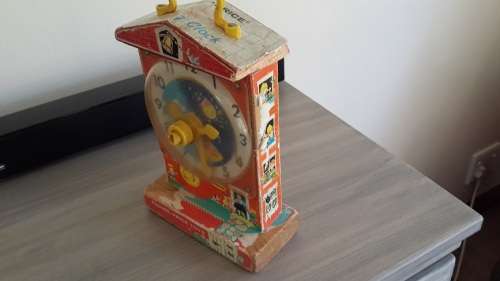 Vintage Fisher Price Music Box Teaching Clock -  working