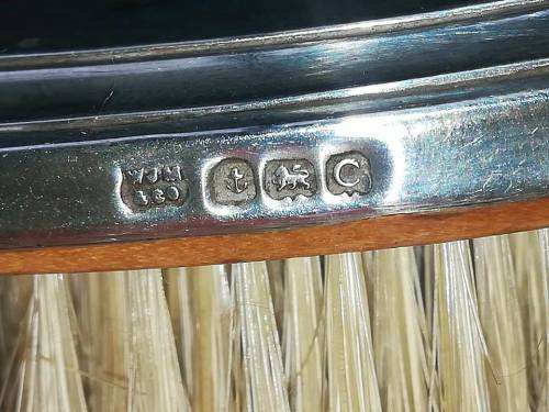 Beautiful antique sterliong silver brush in original box