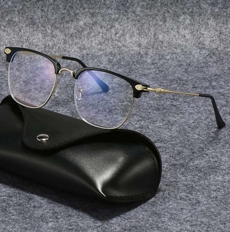 Men`s Anti-Blue Light Metal Frame Eyeglasses