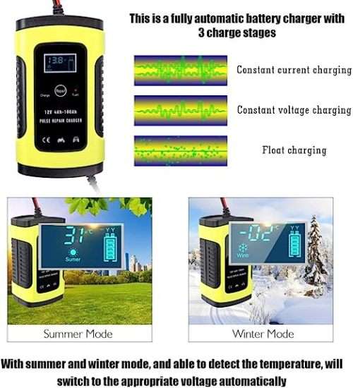 New - Intelligent Battery Charger 12V / 6A + Pulse Repair Mode (Late Entry)