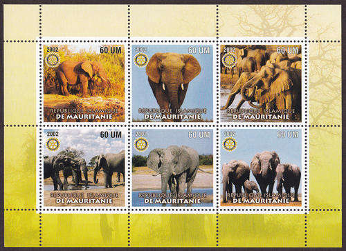 ELEPHANTS : MAURITANIE, 2002 (MINIATURE SHEET 2)