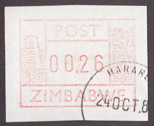 ZIMBABWE : 1985, MACHINE POSTAGE LABEL (USED)