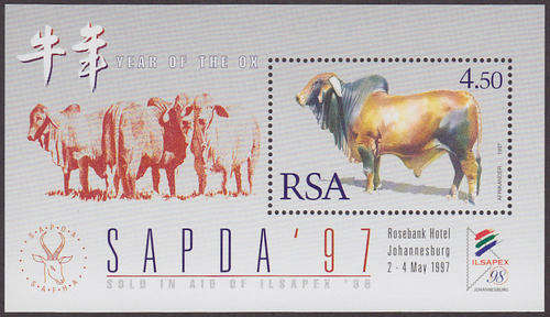 RSA : 1997, SAPDA, YEAR OF THE OX (M/S) **MINT