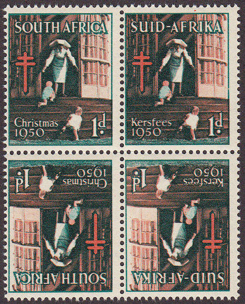 UNION : 1950, CHRISTMAS (TETE BECHE BLOCK OF 4) **MINT