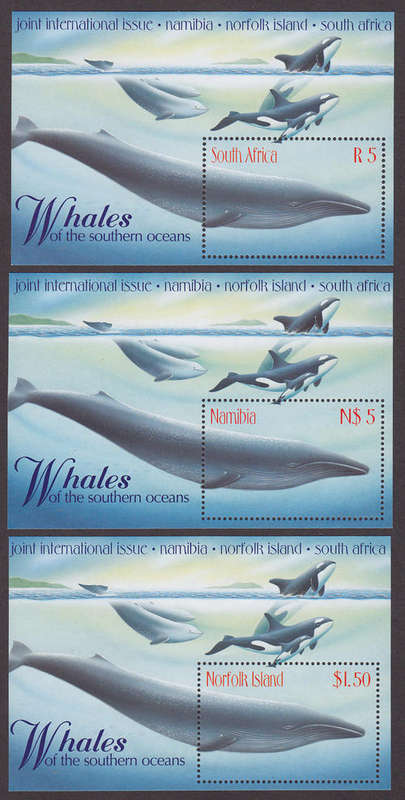 RSA : 1998, WHALES JOINT ISSUE (M/S SET OF 3) **MINT