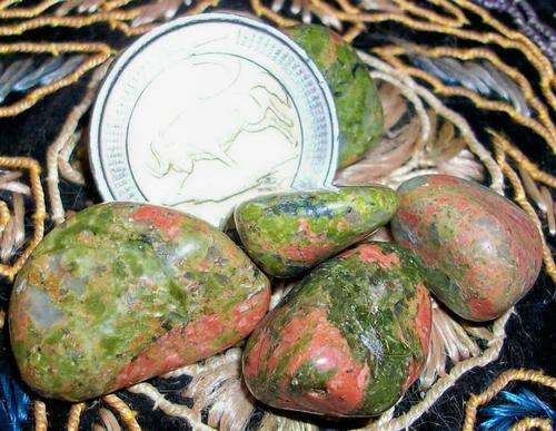 Unakite - Large - tumbled stones with inclusions of of Pink Feldspar, Epidote, Quartz