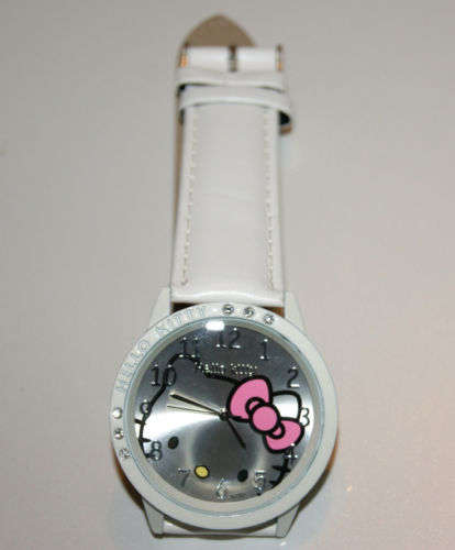**CRAZY AUCTION** HELLO KITTY WHITE STRAP STAINLESS WATCH - NO BATTERY INCL